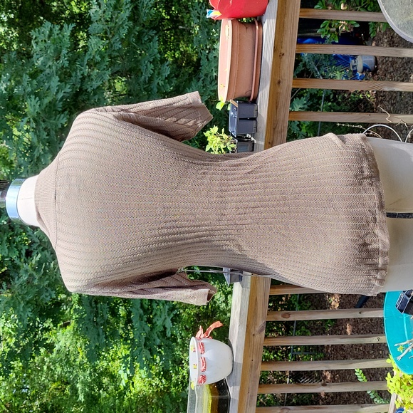 Ladies vintage silk knit short sleeve top with jacket, taupe, Anna Gray, M, NWT - Picture 11 of 14